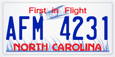NC license plate AFM4231