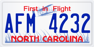 NC license plate AFM4232
