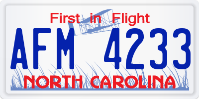 NC license plate AFM4233