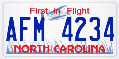 NC license plate AFM4234