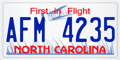 NC license plate AFM4235