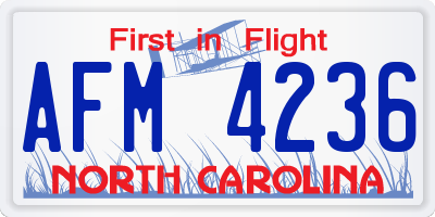 NC license plate AFM4236