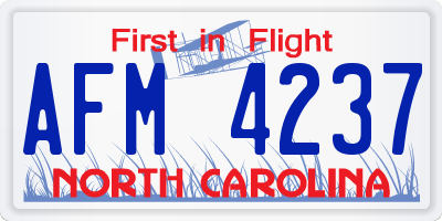 NC license plate AFM4237