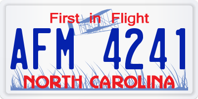 NC license plate AFM4241