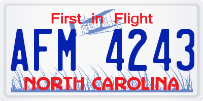 NC license plate AFM4243