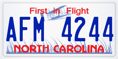 NC license plate AFM4244