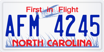 NC license plate AFM4245