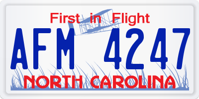 NC license plate AFM4247