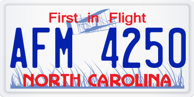 NC license plate AFM4250