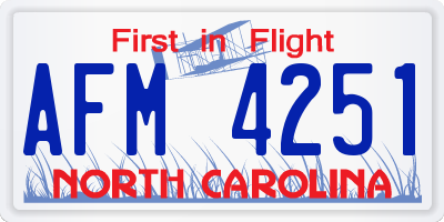 NC license plate AFM4251