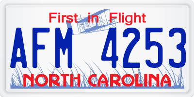 NC license plate AFM4253