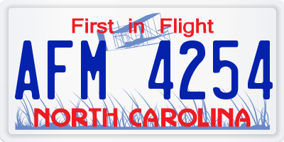 NC license plate AFM4254