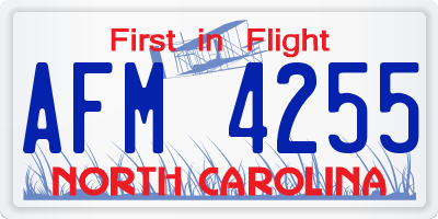 NC license plate AFM4255