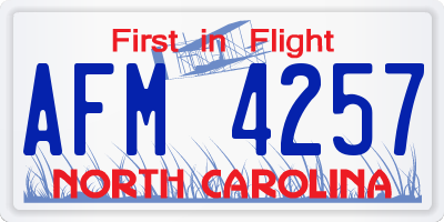NC license plate AFM4257