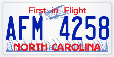 NC license plate AFM4258