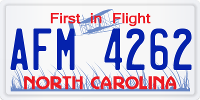 NC license plate AFM4262
