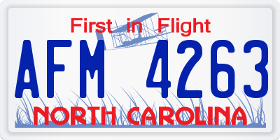 NC license plate AFM4263