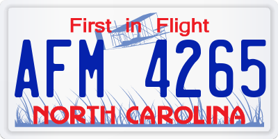 NC license plate AFM4265