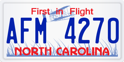 NC license plate AFM4270