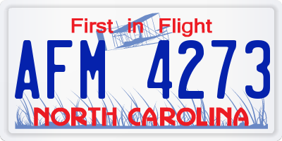 NC license plate AFM4273