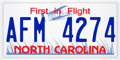 NC license plate AFM4274