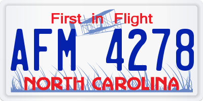 NC license plate AFM4278