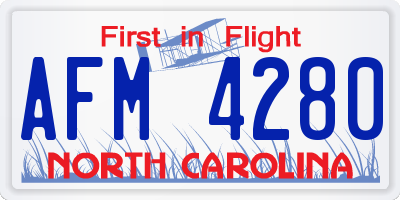 NC license plate AFM4280