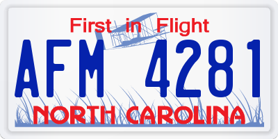 NC license plate AFM4281