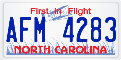 NC license plate AFM4283