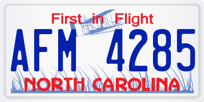 NC license plate AFM4285