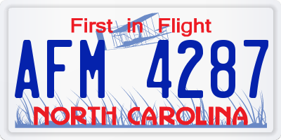 NC license plate AFM4287