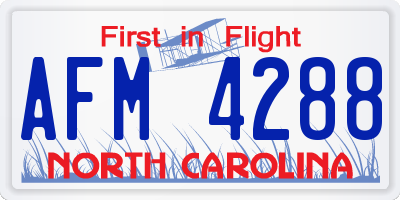 NC license plate AFM4288
