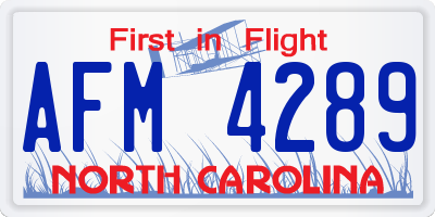 NC license plate AFM4289
