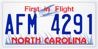 NC license plate AFM4291