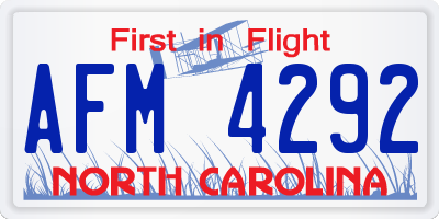 NC license plate AFM4292