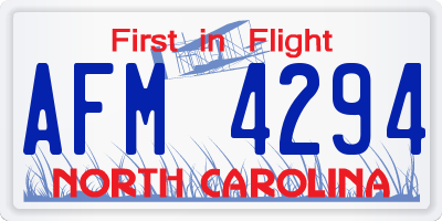 NC license plate AFM4294