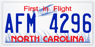 NC license plate AFM4296