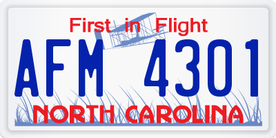NC license plate AFM4301