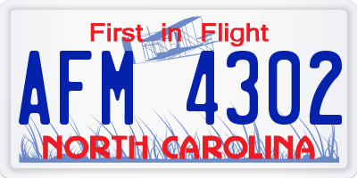 NC license plate AFM4302