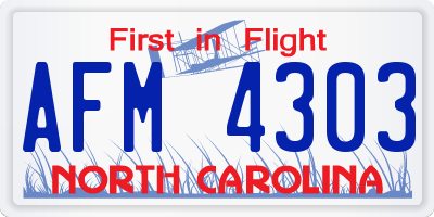 NC license plate AFM4303