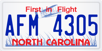 NC license plate AFM4305