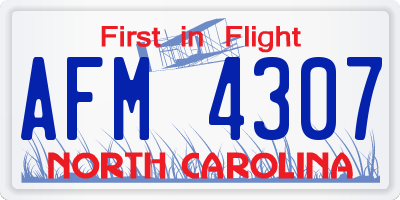 NC license plate AFM4307