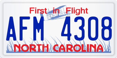 NC license plate AFM4308