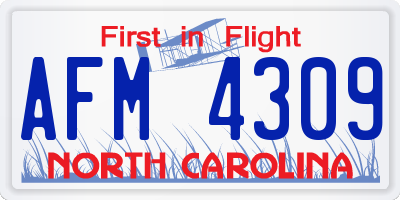 NC license plate AFM4309