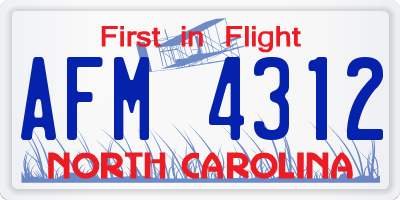 NC license plate AFM4312