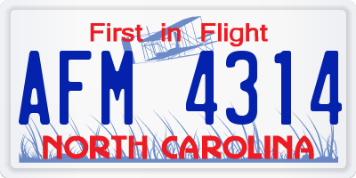 NC license plate AFM4314