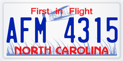 NC license plate AFM4315