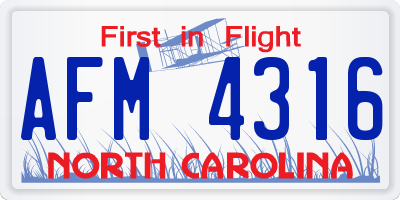 NC license plate AFM4316