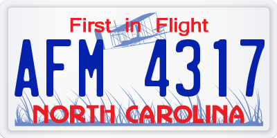 NC license plate AFM4317
