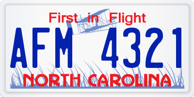NC license plate AFM4321